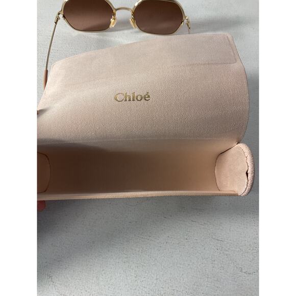 Chlo� 'Scalloped' Gold Oval Sunglasses Size OS - Picture 5 of 5